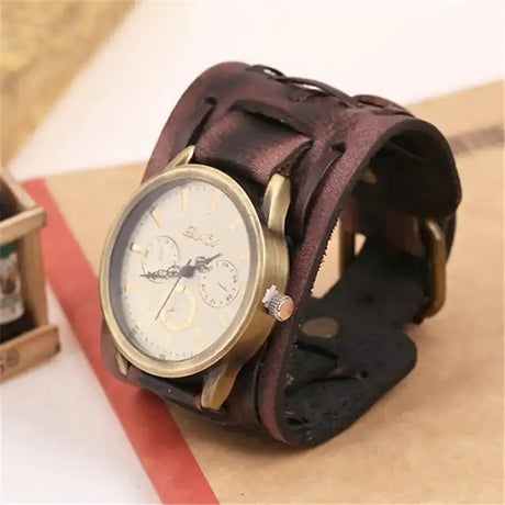 Retro Cowhide Punk Wrist Watches for Men - Lootquake