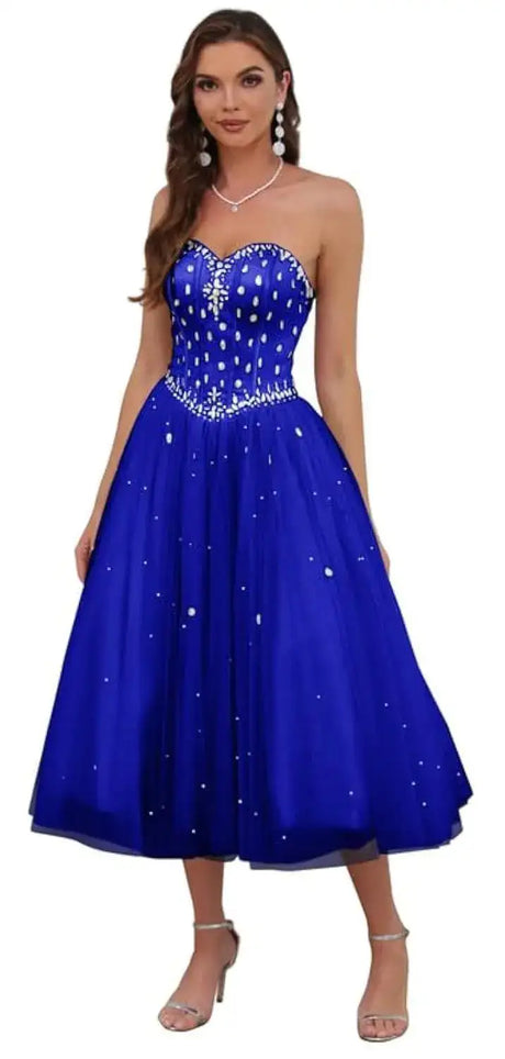 Likedpage Womens Sweetheart Prom Dresses Tea-Length Ball Gown Quinceanera Dresses (ZC1US22W Royal Blue) … … - Lootquake