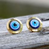 Gold Evil Eye Stainless Steel Stud Earrings