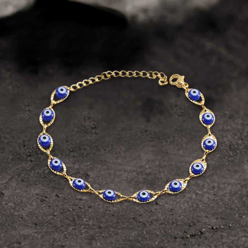 Gold Plated Evil Eye Stainless Steel Bracelet