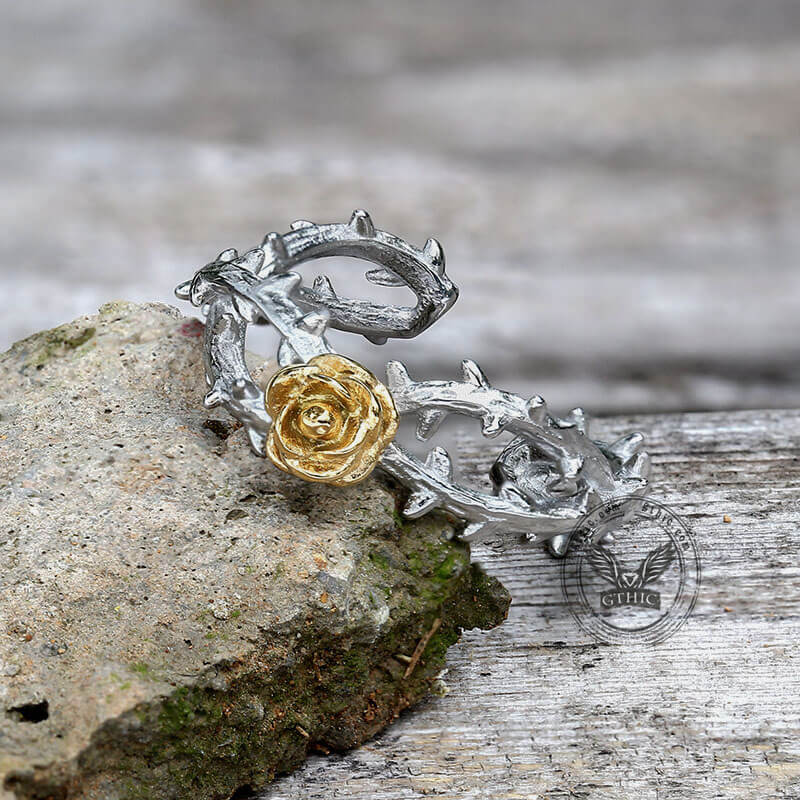 Gold Rose Stainless Steel Engagement Ring