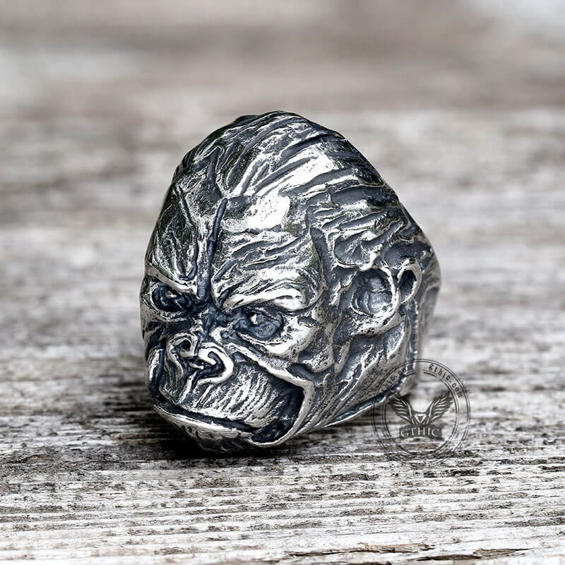 Anillo de acero inoxidable con forma de animal de Gorilla King