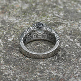 Goth Death Rose Brass Skull Wedding Ring