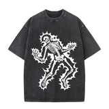 Goth Skull Graffiti Print Casual T-shirt