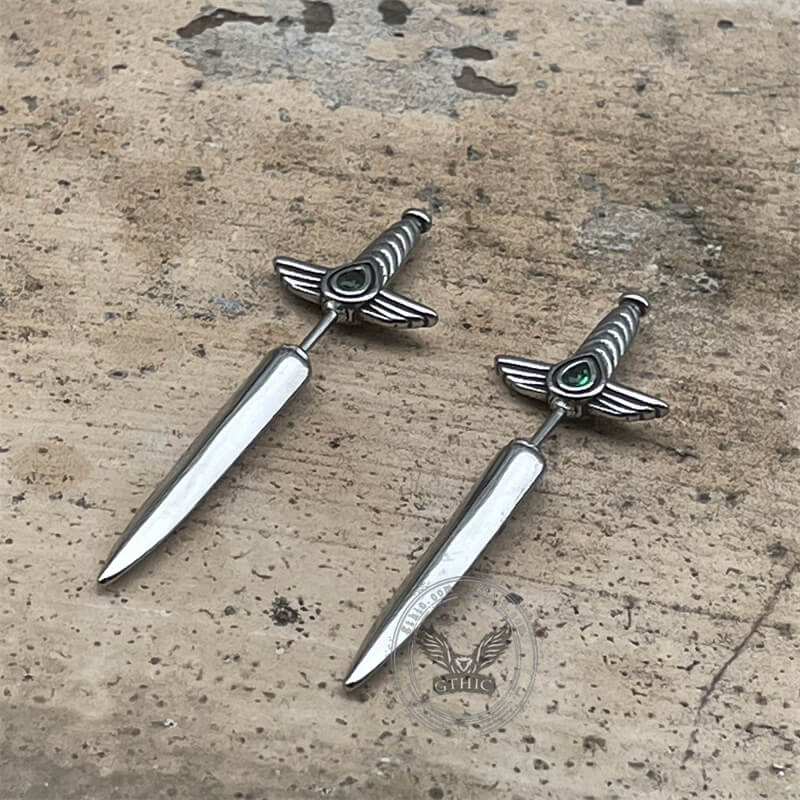 Goth Sword Design Stainless Steel Earrings