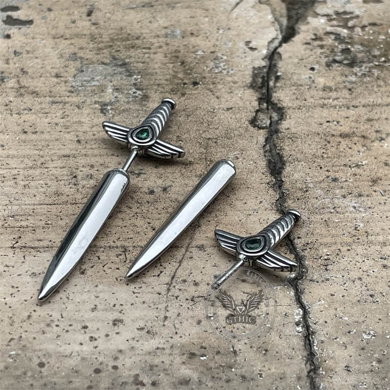 Goth Sword Design Stainless Steel Earrings