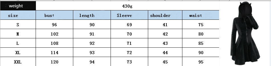 Vestido gótico negro con capucha y cuerno de diablo