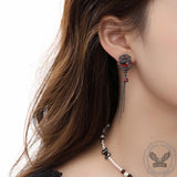 Gothic Crown Heart Chain Asymmetric Alloy Earrings