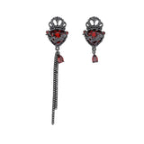 Gothic Crown Heart Chain Asymmetric Alloy Earrings
