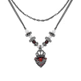 Gothic Crown Heart Double Chain Alloy Necklace