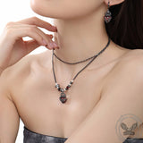 Gothic Crown Heart Double Chain Alloy Necklace