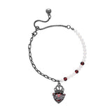Gothic Crown Heart Shape Pearl Alloy Bracelet
