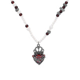 Gothic Crown Heart Shape Pearl Alloy Necklace