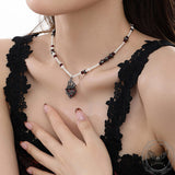 Gothic Crown Heart Shape Pearl Alloy Necklace