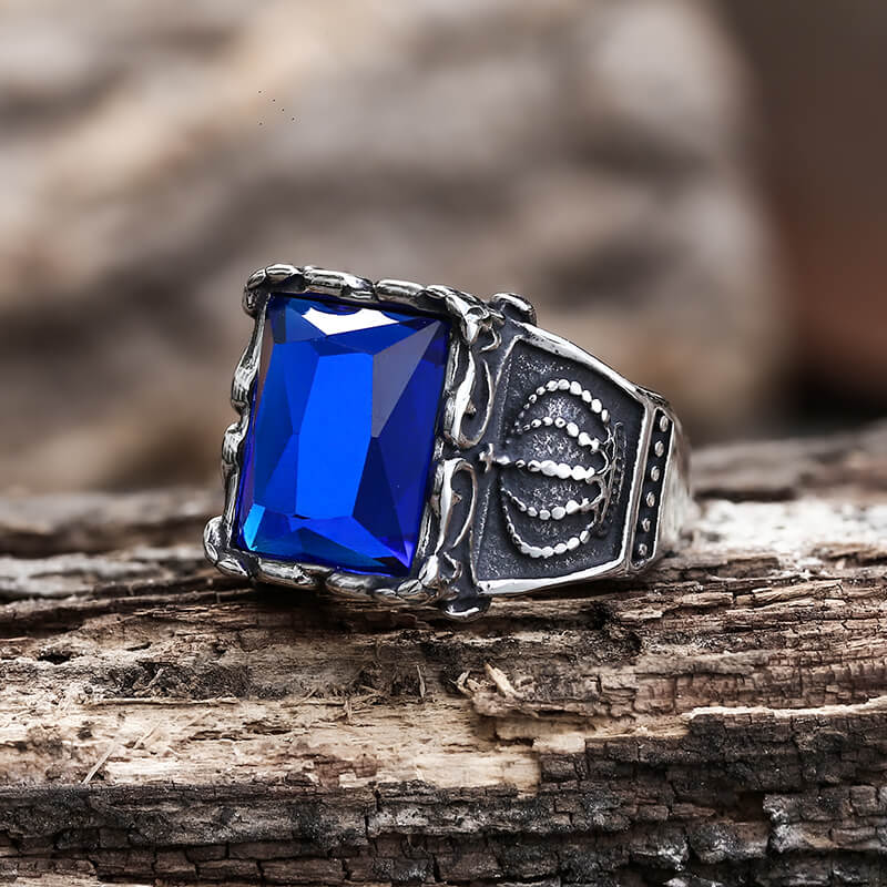 Gothic Crown Stainless Steel CZ Ring