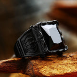Gothic Crown Stainless Steel CZ Ring