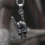 Gothic Dark Rock Stainless Steel Skull Necklace