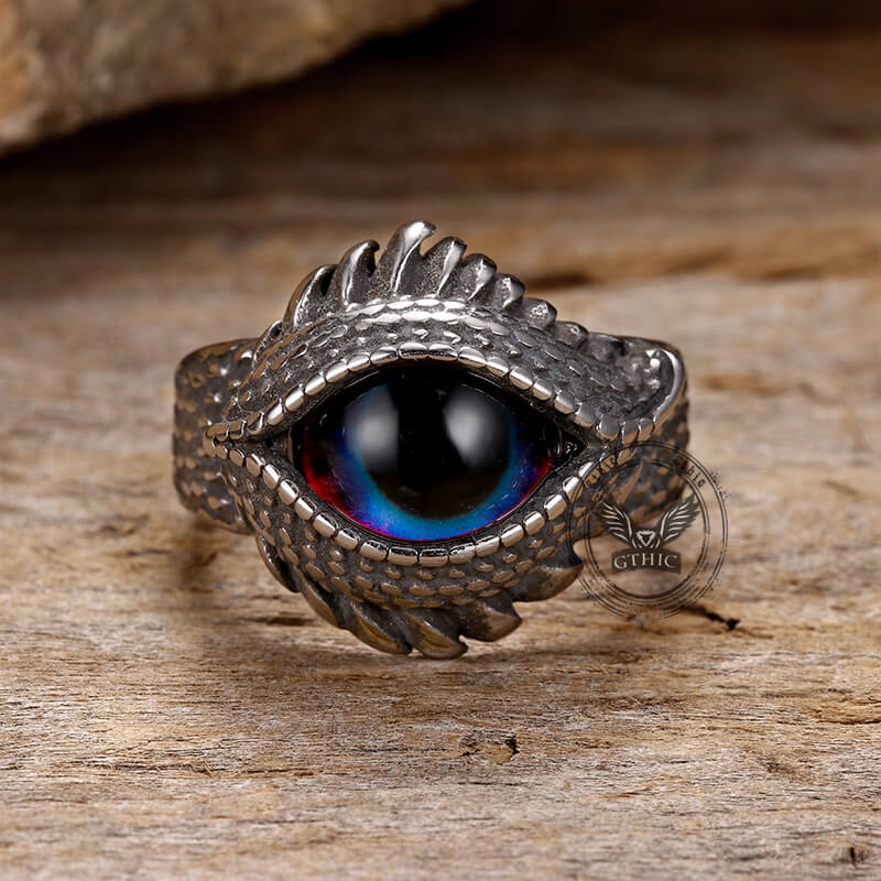 Anillo gótico de acero inoxidable con diseño de ojo malvado
