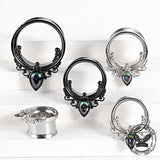 Gothic Gem-set Stainless Steel Tunnel Ear Gauges