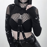 Gothic Hooded Cotton Super Crop Top