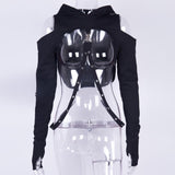 Gothic Hooded Cotton Super Crop Top