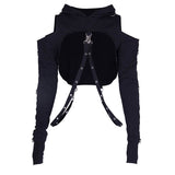 Gothic Hooded Cotton Super Crop Top