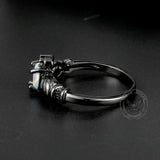 Gothic Love Heart Opal Brass Claddagh Ring