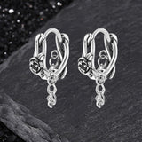 Gothic Rose Chain Zircon Stainless Steel Stud Earrings