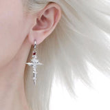 Gothic Rose Flower Cross Dangle Earrings