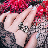Gothic Rose Skull Stainless Steel Ring
