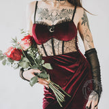 Gothic See-Through Slit Velvet Maxi Dress