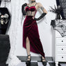 Gothic See-Through Slit Velvet Maxi Dress