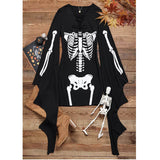 Gothic Skeleton Bat Sleeve Mini Dress