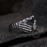 Gothic Skull Hand Heart Shaped Stainless Steel Ring