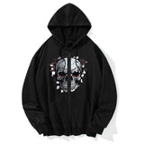 Gothic Skull In The Wall Print Hoodie Coat