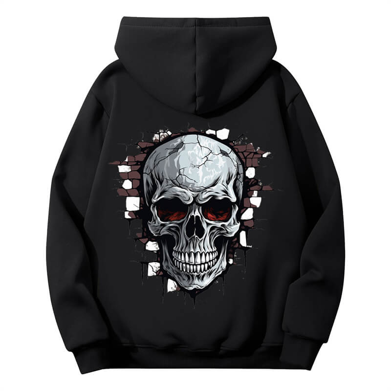 Gothic Skull In The Wall Print Hoodie Coat