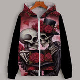 Gothic Skull Love Casual Hoodie Coat