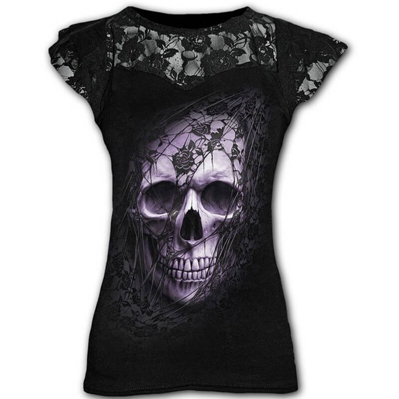 Gothic Skull Print Women’s Long T-shirt