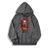 Gothic Skull Rose Cotton Pullover Hoodie