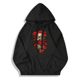 Gothic Skull Rose Cotton Pullover Hoodie