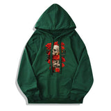 Gothic Skull Rose Cotton Pullover Hoodie