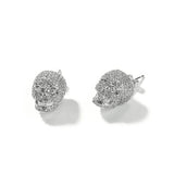 Gothic Skull Zircon Brass Stud Earrings