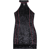 Gothic Sleeveless Halterneck Velvet Dress