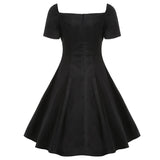Gothic Solid Color Patchwork Lace Up Dress