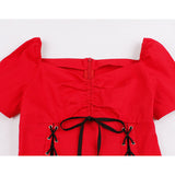 Gothic Solid Color Patchwork Lace Up Dress