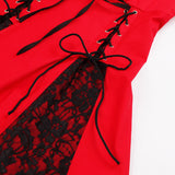 Gothic Solid Color Patchwork Lace Up Dress