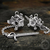 Gothic Sword Crossbone Stainless Steel Skull Stud Earrings