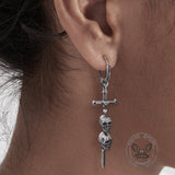 Gothic Sword Skulls Stainless Steel Hoop Earrings