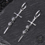 Gothic Sword Skulls Stainless Steel Hoop Earrings