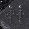 Gothic Thorns Rose Nails Cross Copper Stud Earrings